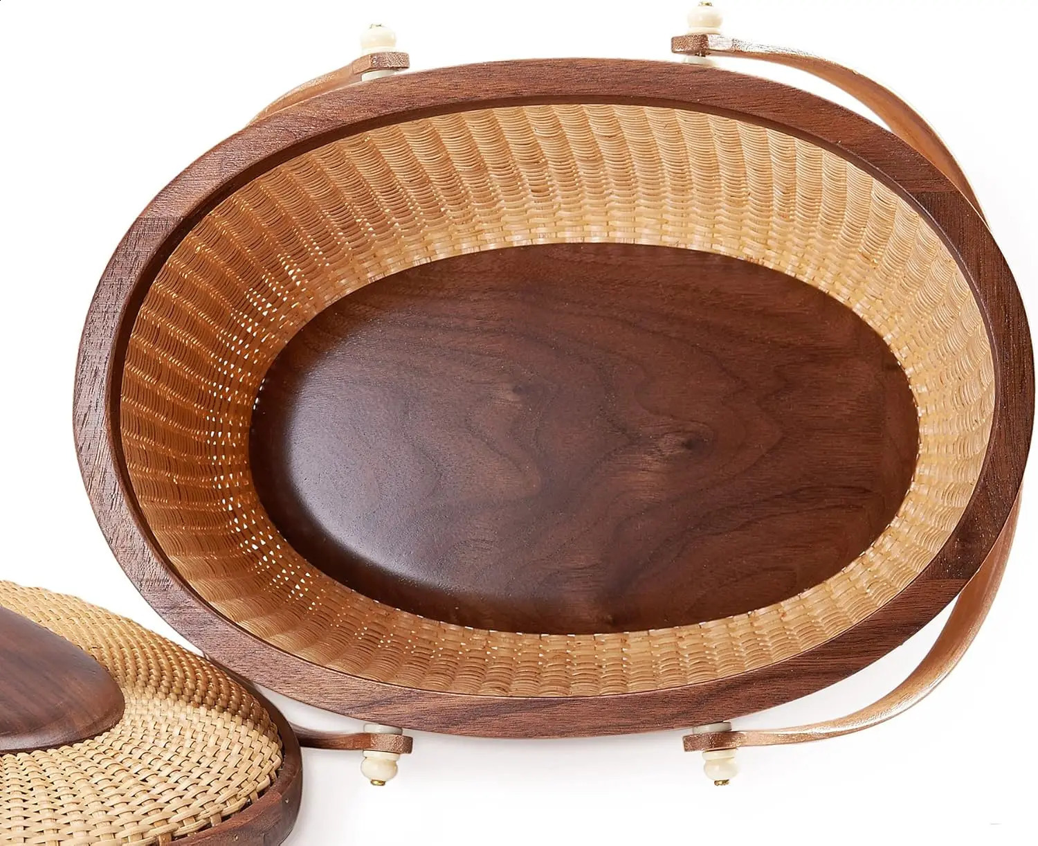 Nantucket Style Basket Rattan Handmade Products Womens Sewing Storage Double Swing Handle Handbag 240724