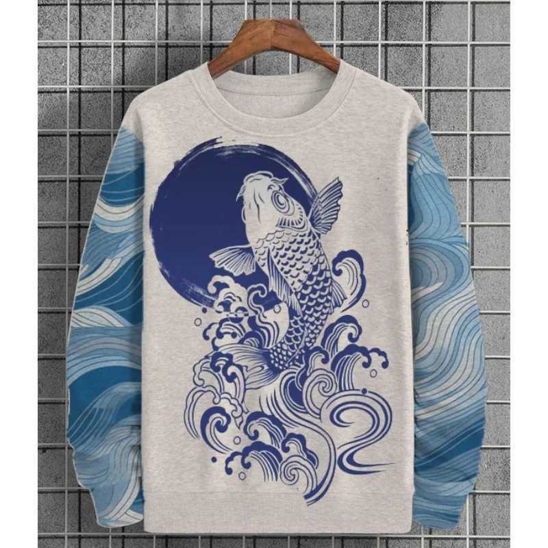 3D Printing Tentacle Hoodie For Men Marine Animal Pattern Sweatshirt Autumn Long Sleeve Round Neck Pullover Street Loose HoodiesX240925