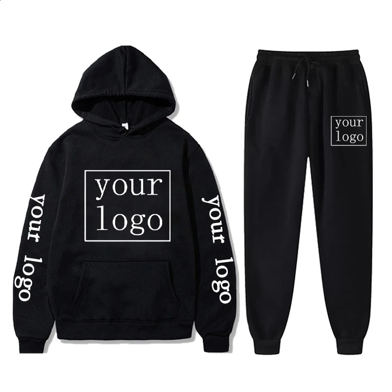 Customized casual sportswear mens set hooded pants 2piece personalized unisex clothing 240925