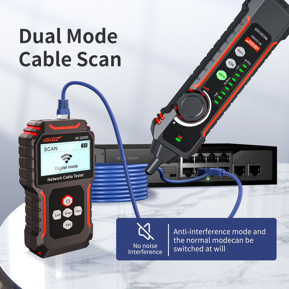 noyafa New NF-8209S LCD Network Cable Tester Wire Tracker PoECurrent Length cabl RJ45 Cable Tracker multifunctional tester Tool