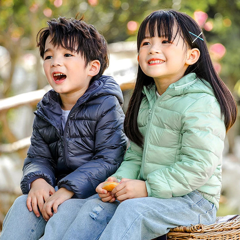 Down Jackets For Girls Winter Coat Candy Color Warm Kids Down Hooded Coats For Boys 2-9 Years Outerwear Children Clothes 240921