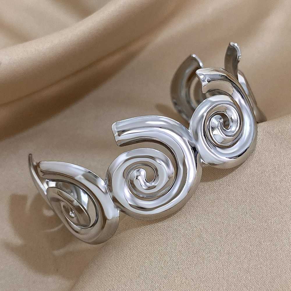 Stylish Stainless Steel Spiral Cuff Bracelet For Women Men Unique Rotating Design Open Cuff Waterproof Jewelry GiftsX240925