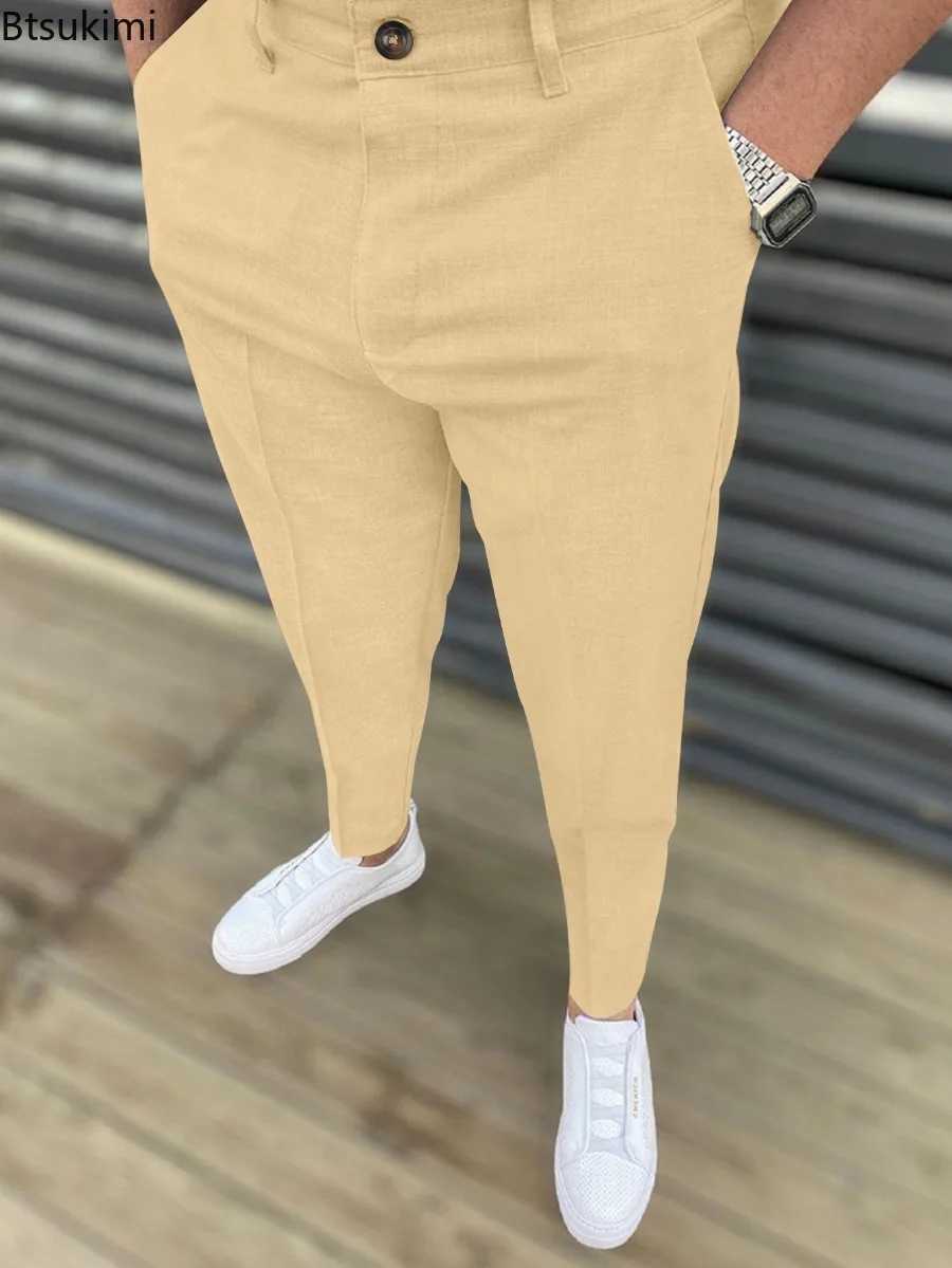Hot Sale New Mens Casual Pants Fashion Solid Mid Waist Pencile Pants Business Office Social Trousers Male Slim Daily Wear Pants M240924