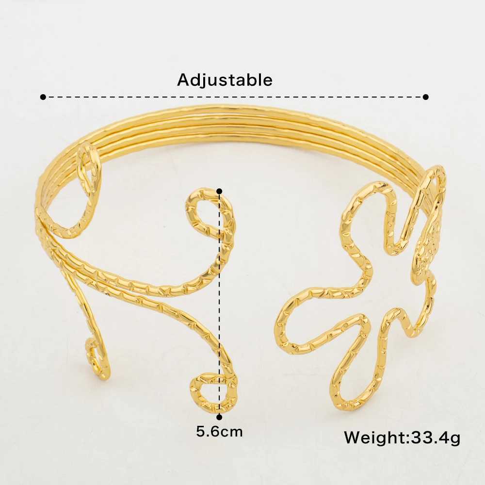 Bohemia Large Bangle Armlet Jewelry Set for Ladies 18k Gold Color Cuff Armband Copper Adjustable Armlets Jewelry AccessoriesX240925