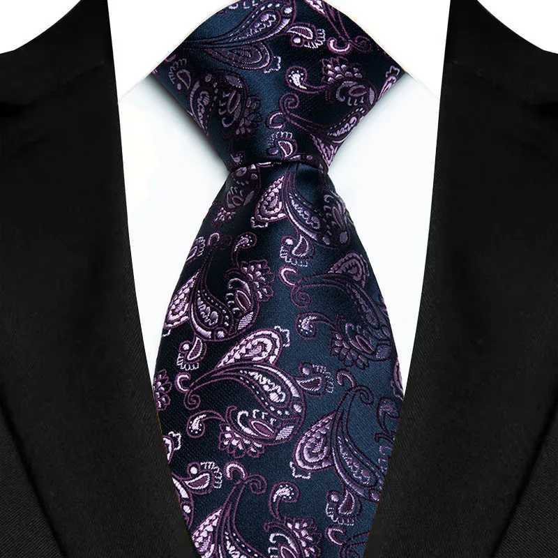 Luxury 8CM Mens Necktie Purple Color Stripes Floral Plaid Ties For Man Gro Jacquard Woven Neck Tie For Business Wedding Party X2504071