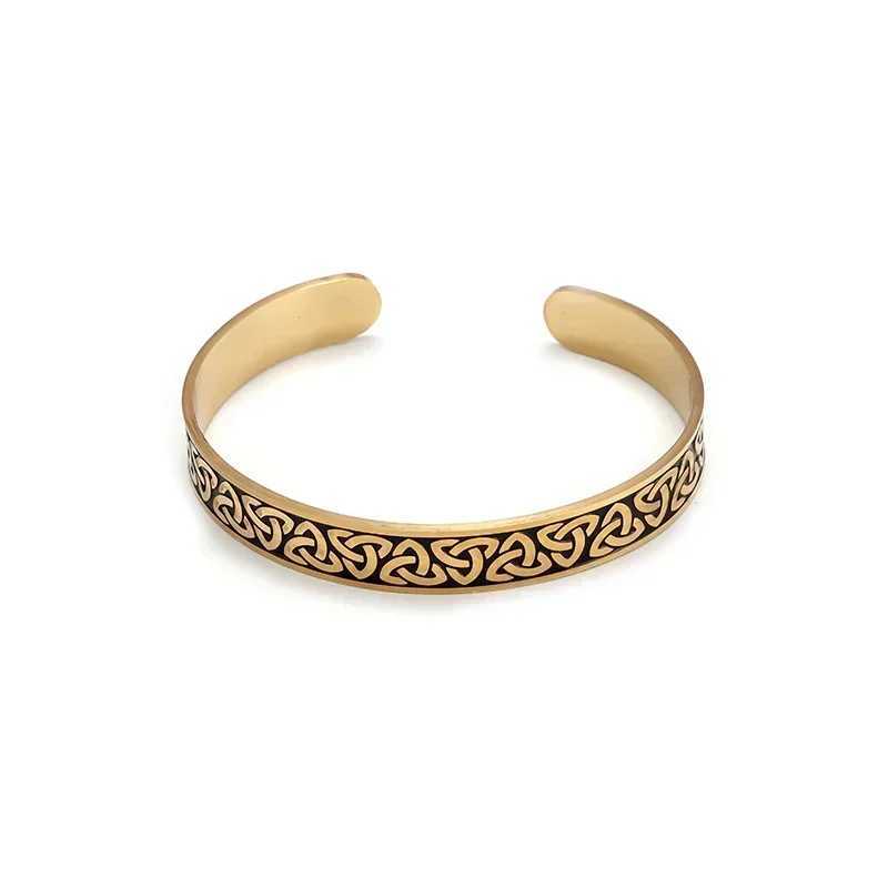 Vintage Nordic Celtic Triangle Knot Open Adjustable Bracelet for Men Irish Lucky Amulet JewelryX240925