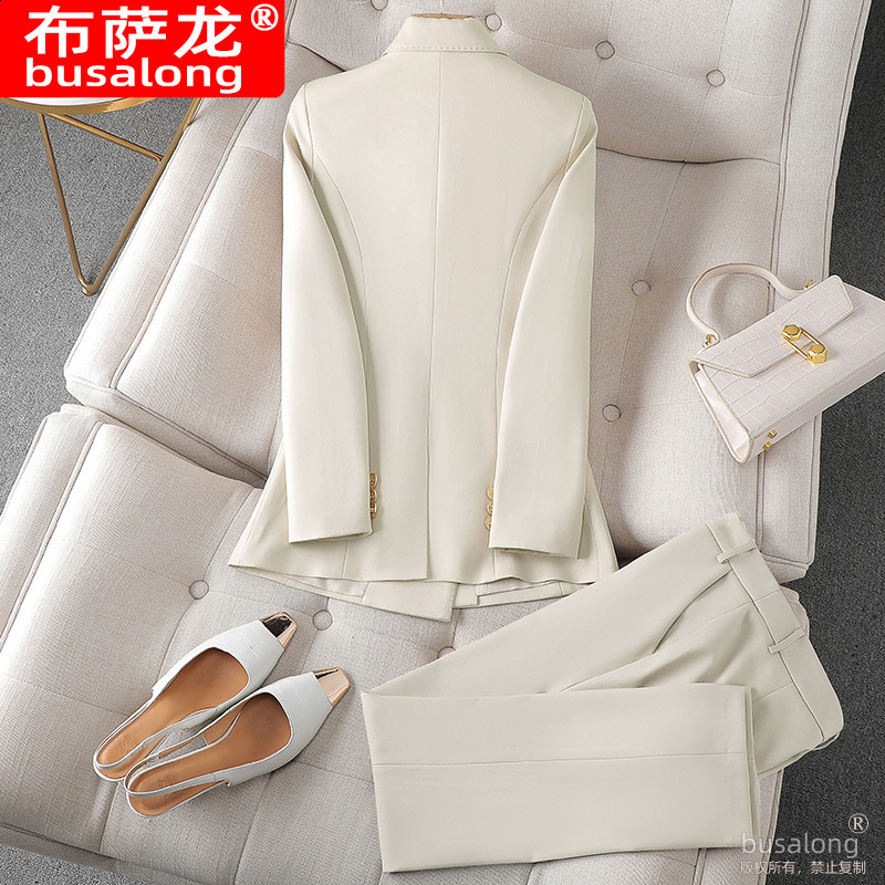 2023 New Busaron Womens Long sleeved Professional Suit and Pants Formal Set Interview Sales 8513