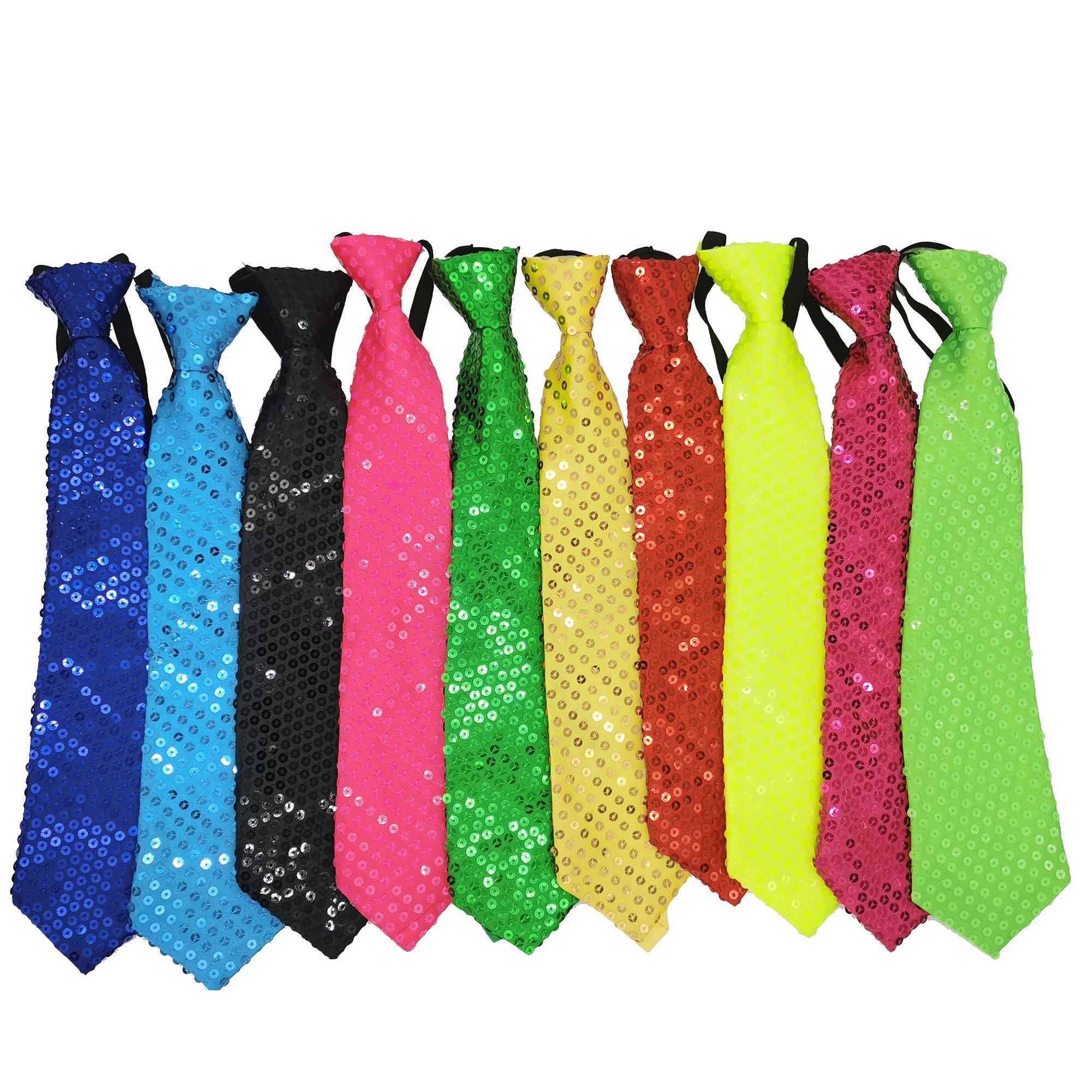 Shiny sequin tie stage flash adjustable zipper closure oil painting necklace fashion necklace party performance accessories Y240925