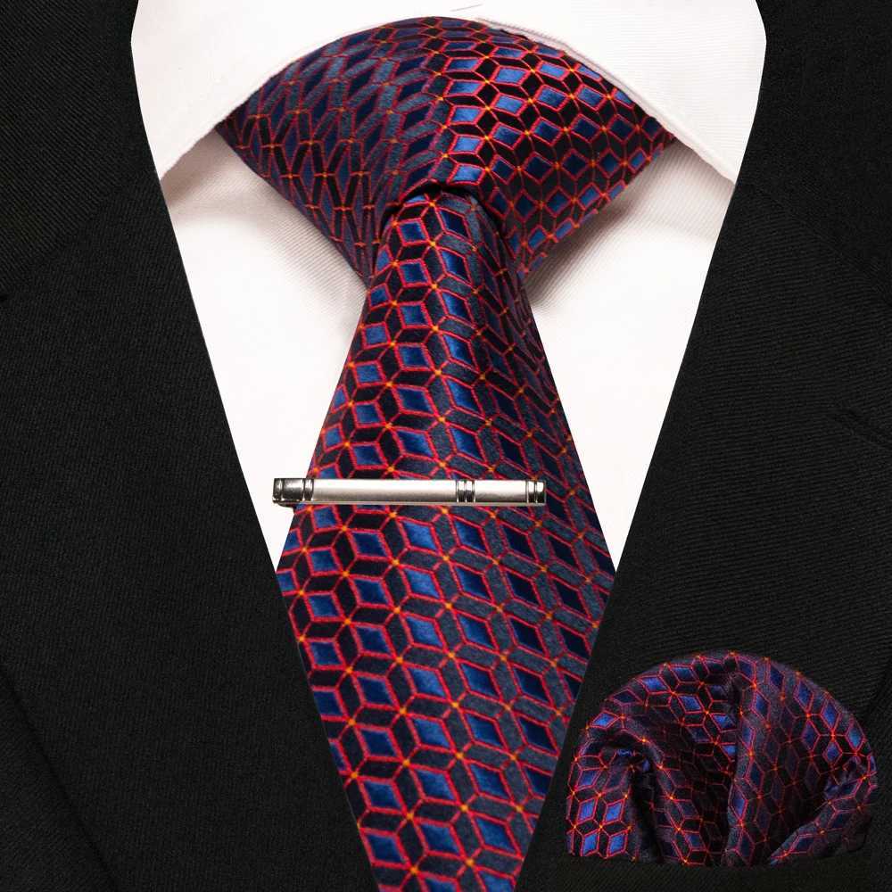 JEMYGINS Mens Tie Pocket Square Classic Party Wedding Fashion Stripe Paisley Silk Weaving Business Mens Tie Neck Handle Y240925