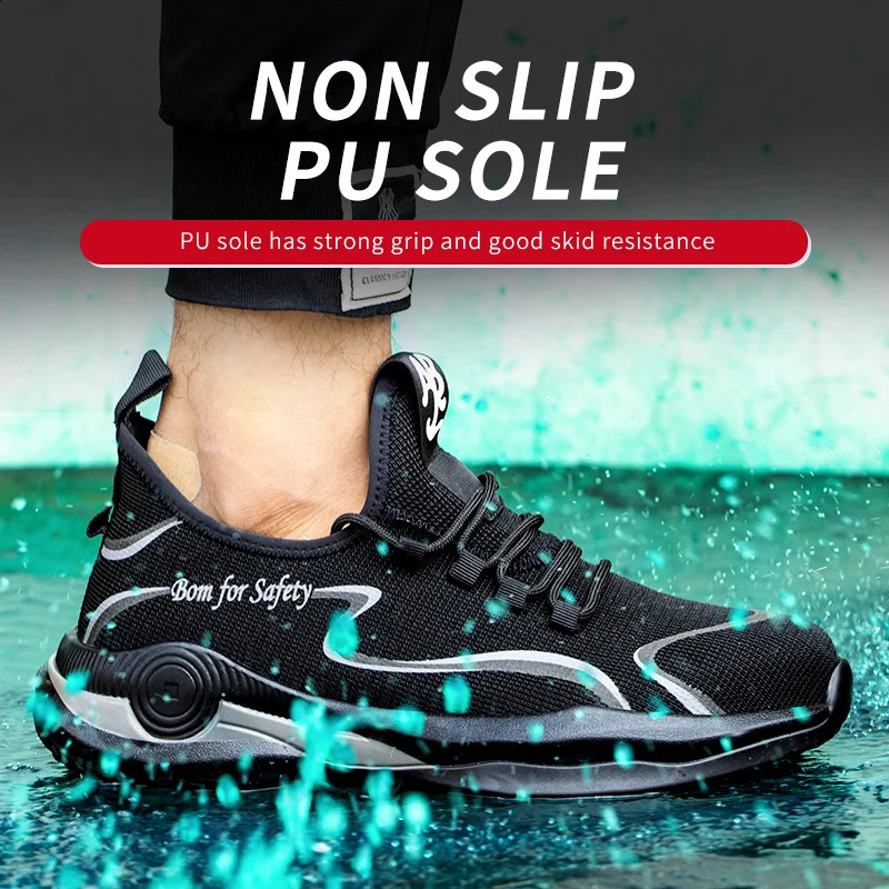Staleneus Lightweight Work Shoes For Men Steel Toe Sneakers Male Safety Shoes Indestructible Construction Security Boots 240924