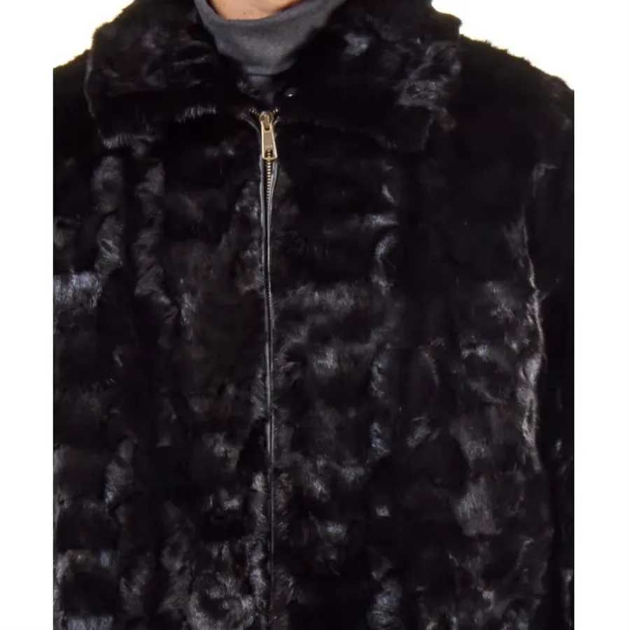 A true mens mink jacket fashionable winter warm bomber jacket with detachable fur collar best-selling in 2024 CL240925