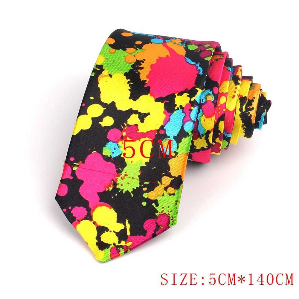 Mens tight tie painted printed casual tie slim tie fun and fashionable mens tie Gravata wedding party Y240925