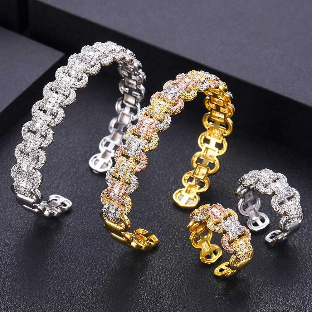 JanKellys luxurious and unique African bracelet ring set womens wedding jewelry set cubic zirconia crystal CZ Dubai bride jewelry set W240925