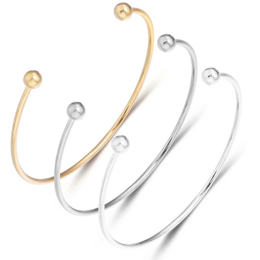 1pcs Fashion Adjustable Opening Bangle Ball Head Polishing With Thread Stainless Steel Bracelet For DIY Jewelry Making GiftsX240925