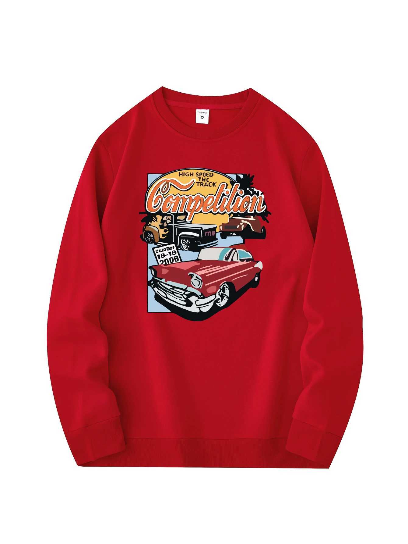 Mens new fashionable round neck sweater casual and daily comfortable round neck sweatshirt car print mens jacketX240925
