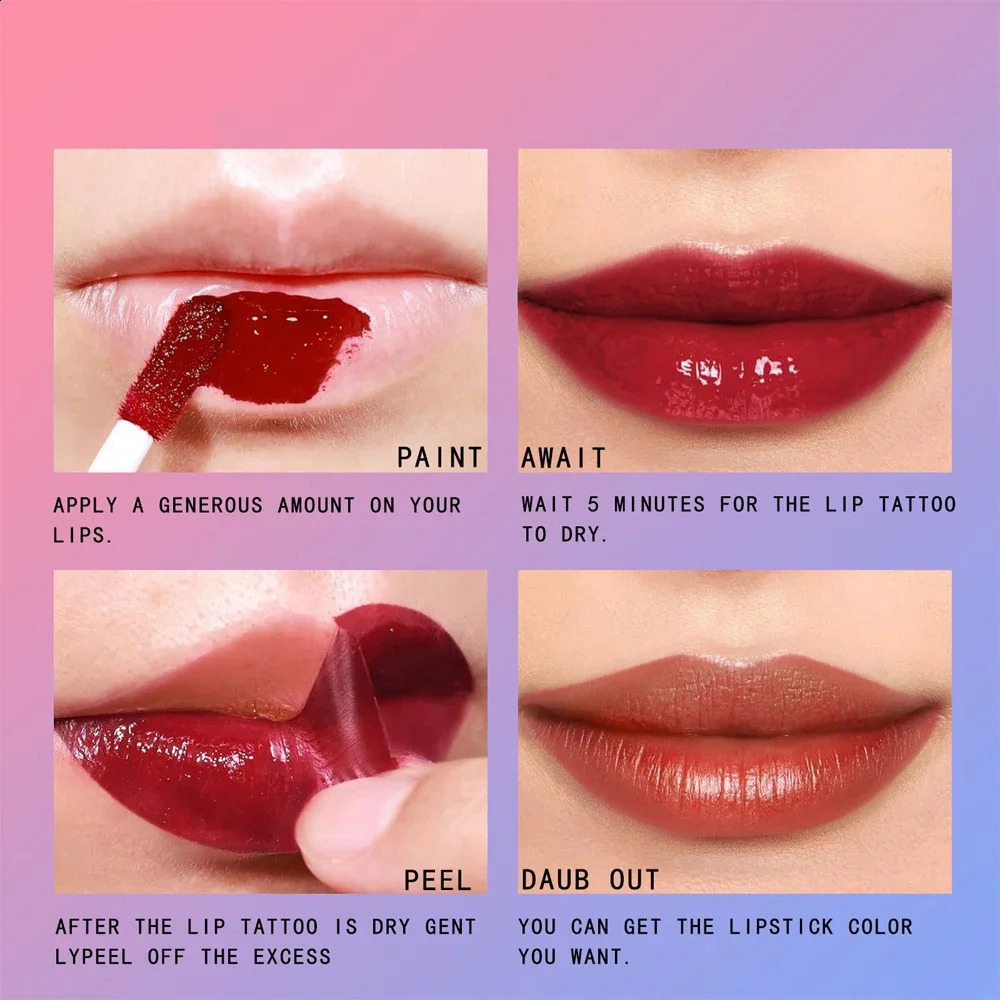 6 Colors Peel Off Liquid Lipstick Waterproof Longlasting LipGloss Mask Moisturizer Tear Pull Lip Lint Cosmetic Makeup Maquillage 250107
