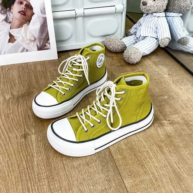 Casual New Womens Canvas 2024 Spring Lace Up Round Toe Causal Flat Shoes Student Sneakers Girls Skateboard Vulcanized Tennis Women