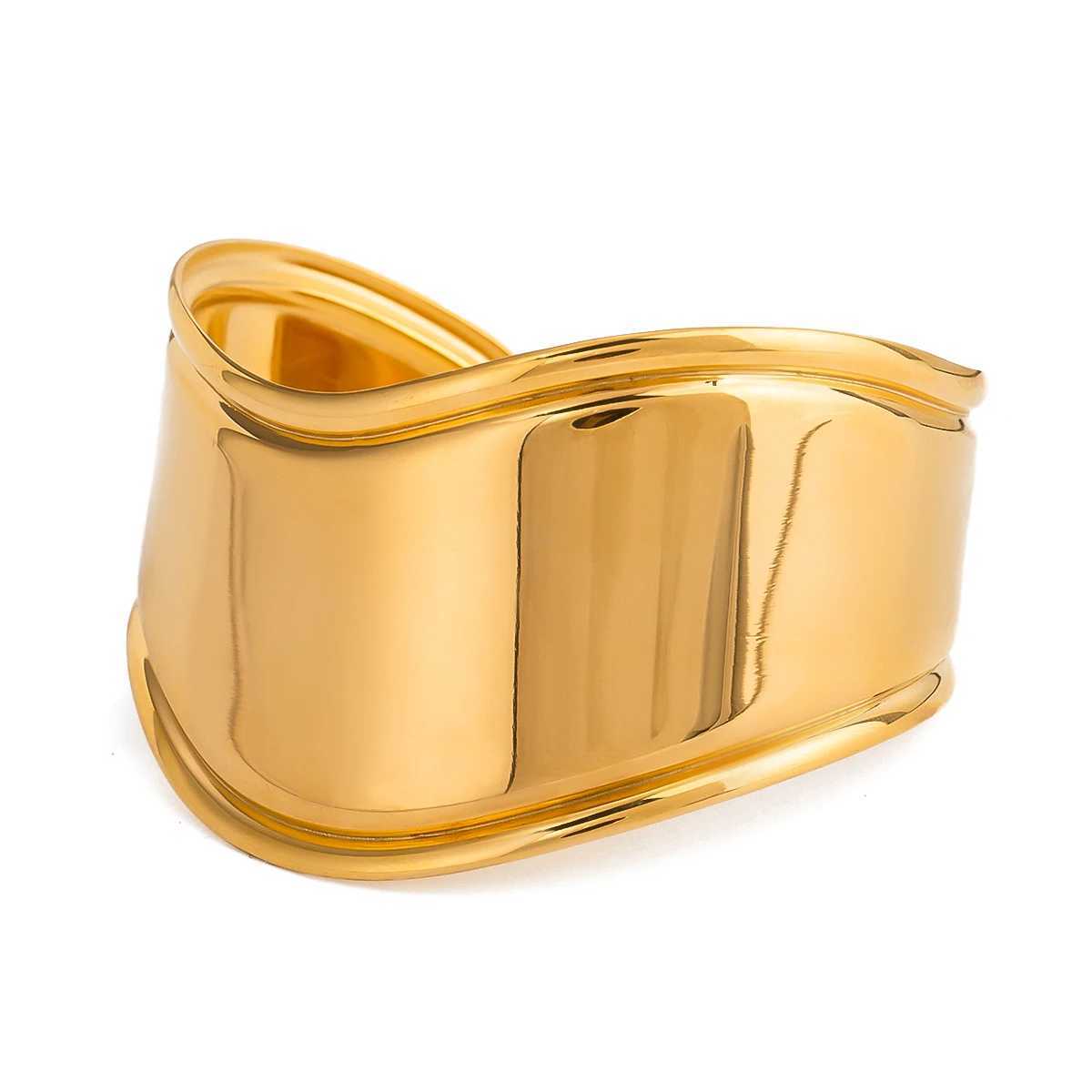 Youthway Minimalist Irregular Exaggerated Glossy Open Bracelet Gold Plated Stainless Steel Waterproof Stylish Bangle JewelryX240925