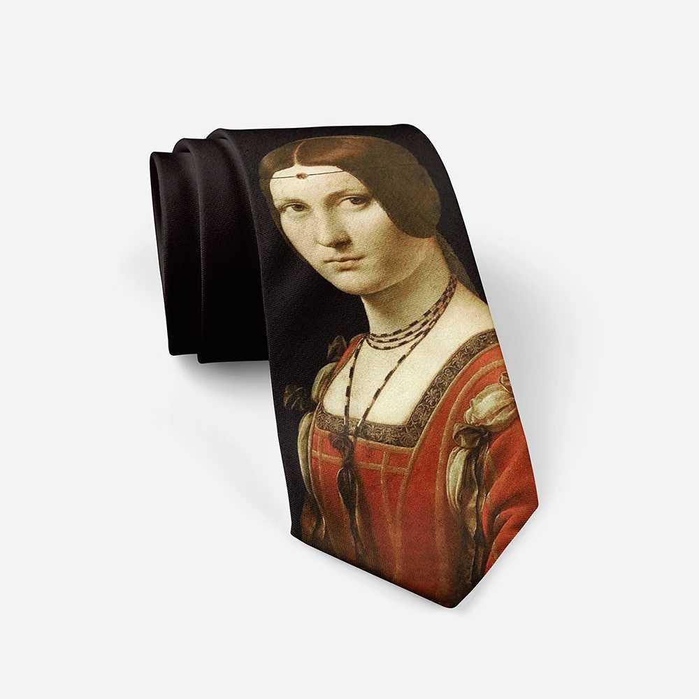 Fashion Art Oil Painting Tie Van Gogh Retro Portrait Casual Business Tie Mens Party Wedding Shirt Accessories Y240925