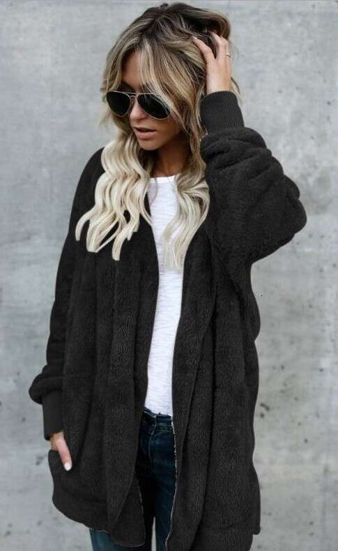 2024 autumn/winter furry warm top mid to long length, double-sided anti fur jacket