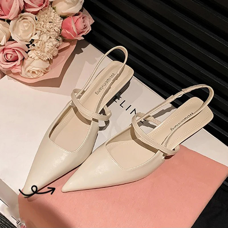 Summer Lady 5cm Thin Heels Fashion Sandals Women Silver Holographic Sandles Female Elastic Pointed Toe Slip On Shoes 240921