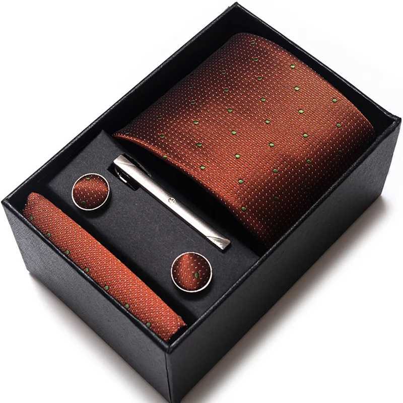 Mens Accessories Mens Tie Five Piece Set Formal Set Professional Color Fashion Business 8cm Stripe Wedding Gro Gift Box Y240925