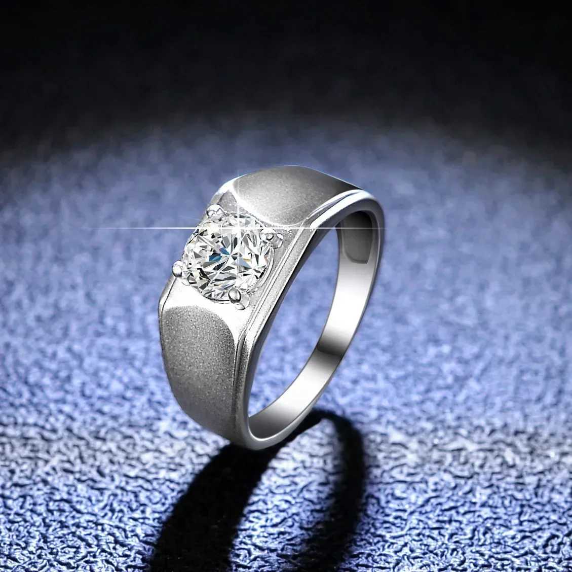 Platinum Pt950 1ct D color Mo silica diamond engagement ring mens customized jewelry grand boss ring W240925