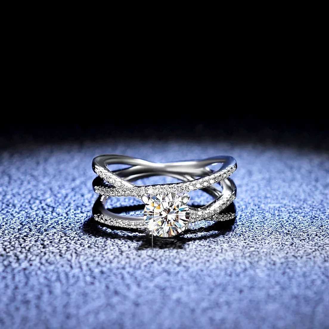 Moissanite Diamond Engagement Ring Womens Three Lives Three Worlds Wedding Ring Platinum PT950 Jewelry W240925