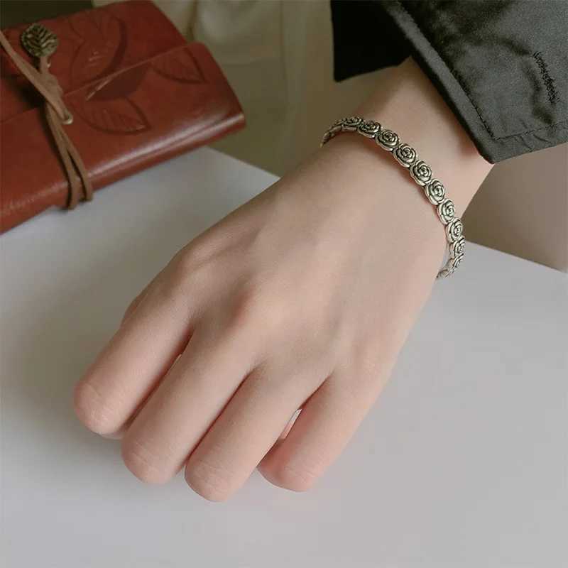 New Arrival Rose Female Temperament 925 Sterling Silver Bracelets Creative Flower Personality Opening Bangles TYB161X240925