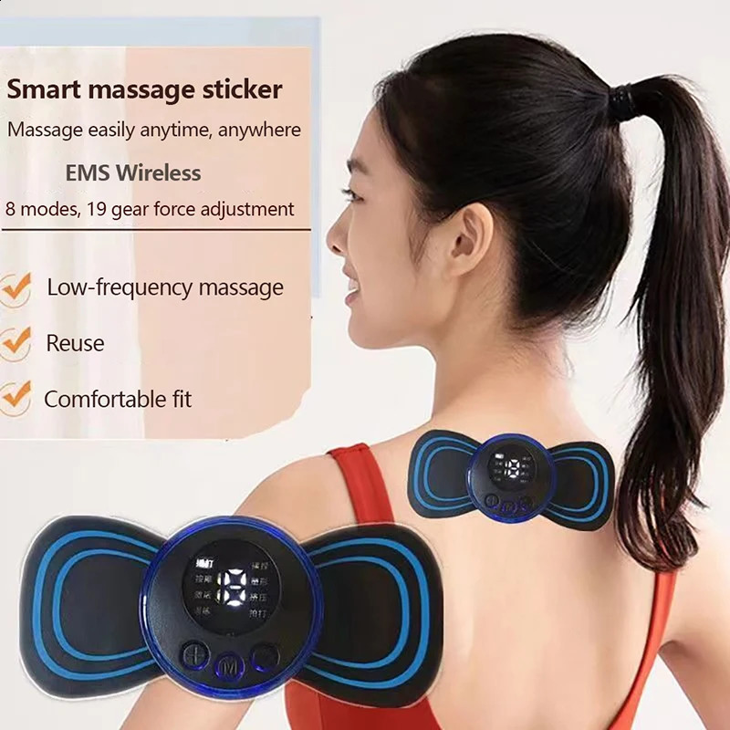 Portable EMS Neck Stretcher Electric Massager 8 Mode Cervical Massage Patch Pulse Muscle Stimulator Relief Pain 240919