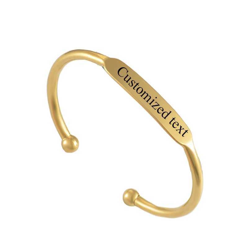 Women Men Simple C Shape Bangle Stainless Steel Opening Bracelet Can be engraved name letters Personalized JewelryX240925