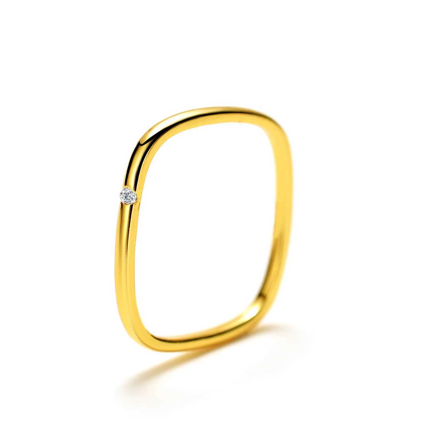 24k real gold 999 square ring womens beach gold Ins Wind Dafu style small fresh square ring exquisite jewelry W240925