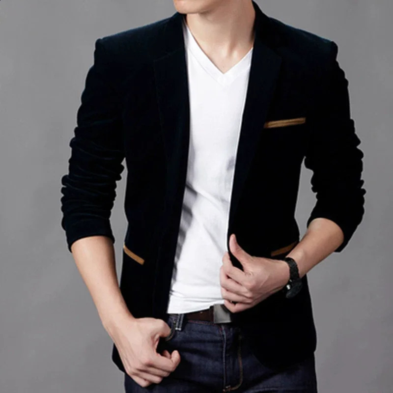 Mens Corduroy Blazers Autumn Spring Fashion Male Slim Fat Casual Suit Jacket Men Blazer Masculino Clothing Vetement Homme 240921