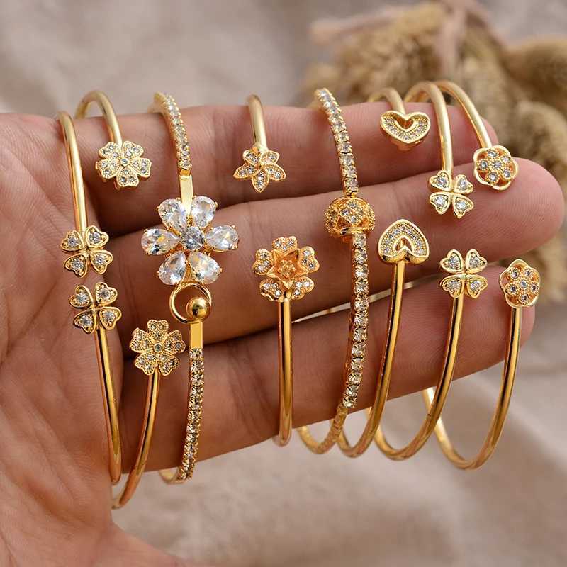 Dubai Gold Color Bangles For Women Men Copper Bracelets Can Open Girly BraceletX240925