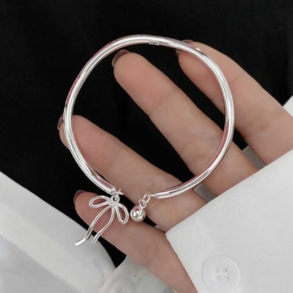 Silver Bow Knot Bell Bracelet Adjustable Open Bracelet Gift Jewelry Temperament Exquisite Romantic Simple B1U0X240925