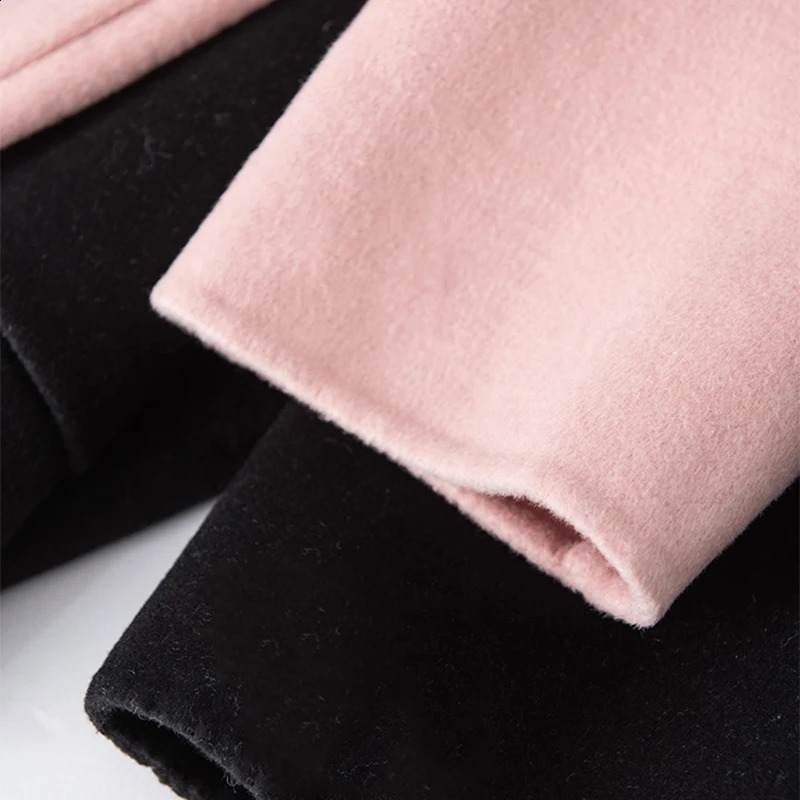 Womens wool button pocket cardigan long sleeved solid loose casual office jacket womens autumn and winter thick warm hooded sweatshirt 240925