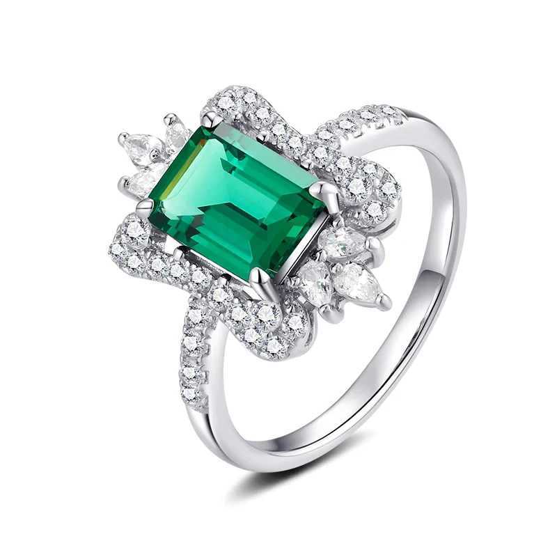 Huitan Noble Green Cubic Zirconia Womens Ring Wedding Anniversary Party Silver Elegant Womens Ring New Trend Jewelry W240925