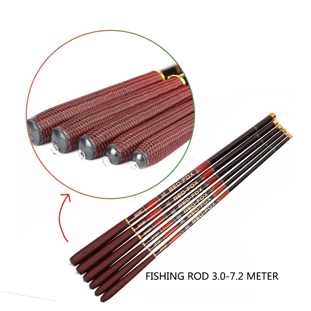 Gothure Red Fox Hand Tenkara Carbon Fiber 3.0-7.2M Ultra Light Flow Hand Rod Freshwater Fishing Rod 240913