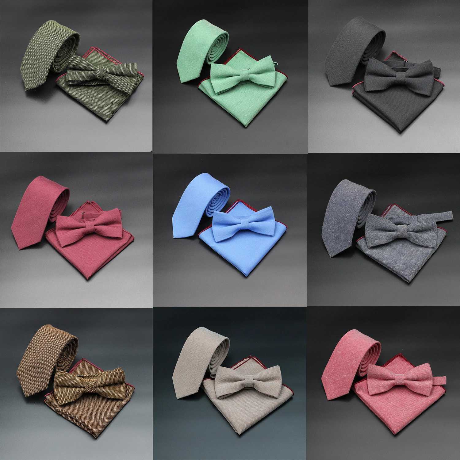 New mens solid color tie tight fitting casual anti wrinkle collar wedding dress collar blue gray tie gift accessories Y240925