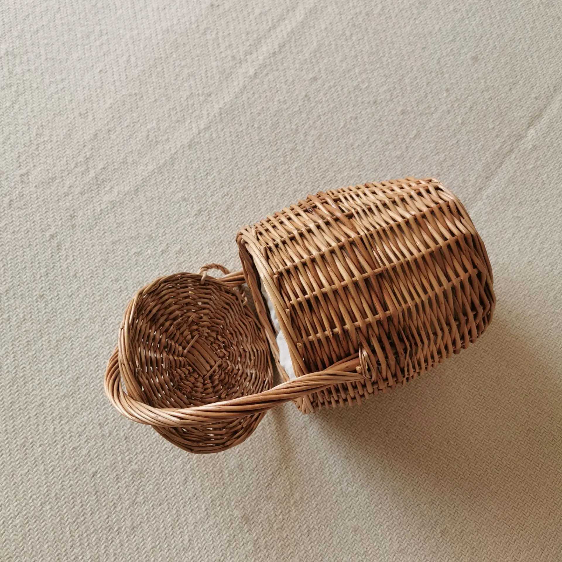 Wicker basket bag women summer beach natural rattan str bucket totes handmade woven handbag new M240925