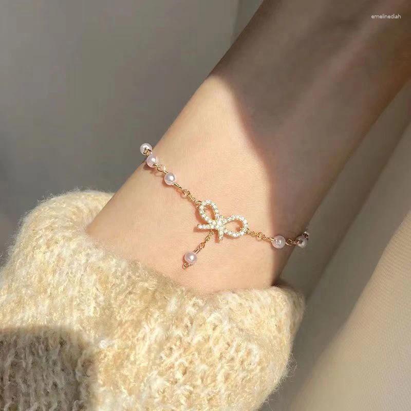Fashion Charm Bracelets for Women 2024 - Bow Pearls Bracelet, High Quality Crystal, Thin Chain Jewelry 4