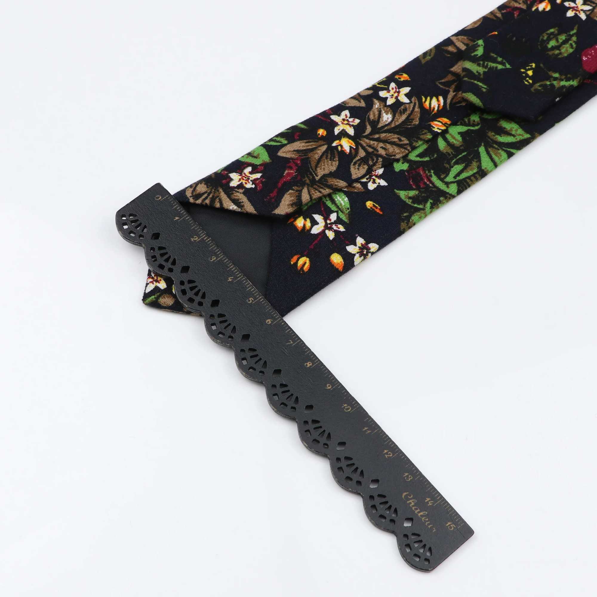 Mens 6cm Classic Cotton Handmade Thin Neck Tie for Wedding Casual Collar Set Bird Flower Printed Collar Tie Gift Y240925
