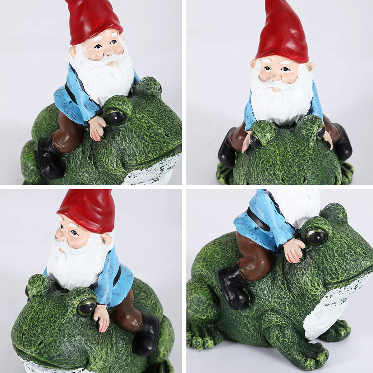 Gnome Riding Frog Statue Fairy Garden Decoration Funny Gnome Doll Gnome Resin Craft Statue