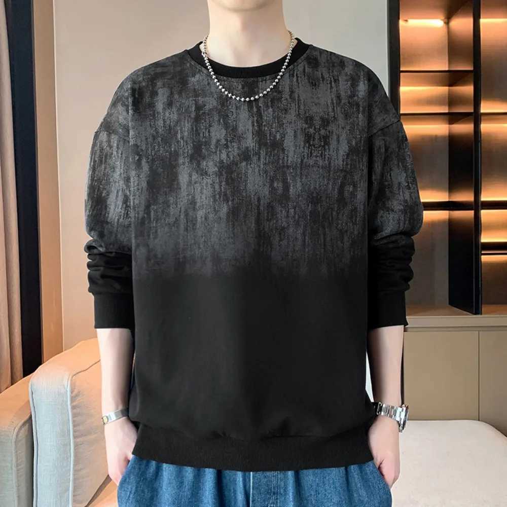 Mens Spring and Autumn Sweatshirt Cool Tie Dye Long Sleeve Shirts Stylish Men Fashion Streetwear Round Neck Sweatshirts PulloverX240925