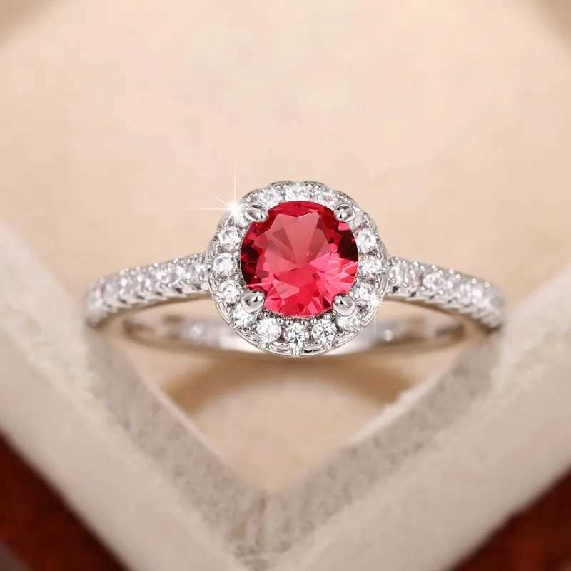 Huitan Simple Classic Womens Wedding Eternal Ring White/Blue/Red Cubic Zirconia Temperature Womens Ring Trend Jewelry W240925