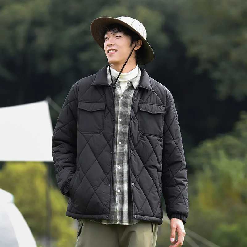 Mens classic winter jacket loose blanket cotton padded jacket womens pocket goods retro casual warm jacket mens new style Y240925