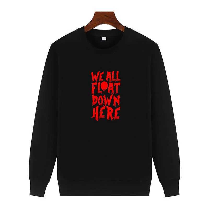 All Float Down Here Slogan Penny Wise Graphic Sweatshirts Round Neck And Velvet Hoodie Thick Sweater Hoodie Mens SportswearX240925
