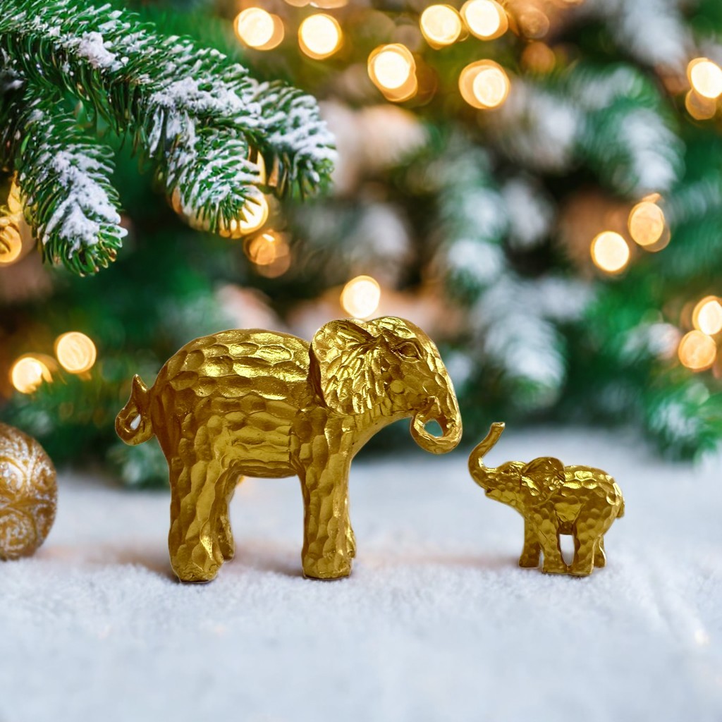 Golden Elephant Statue Inspirational Good Luck Health and Strength Unique Elephant Statue Gift for Female Mums