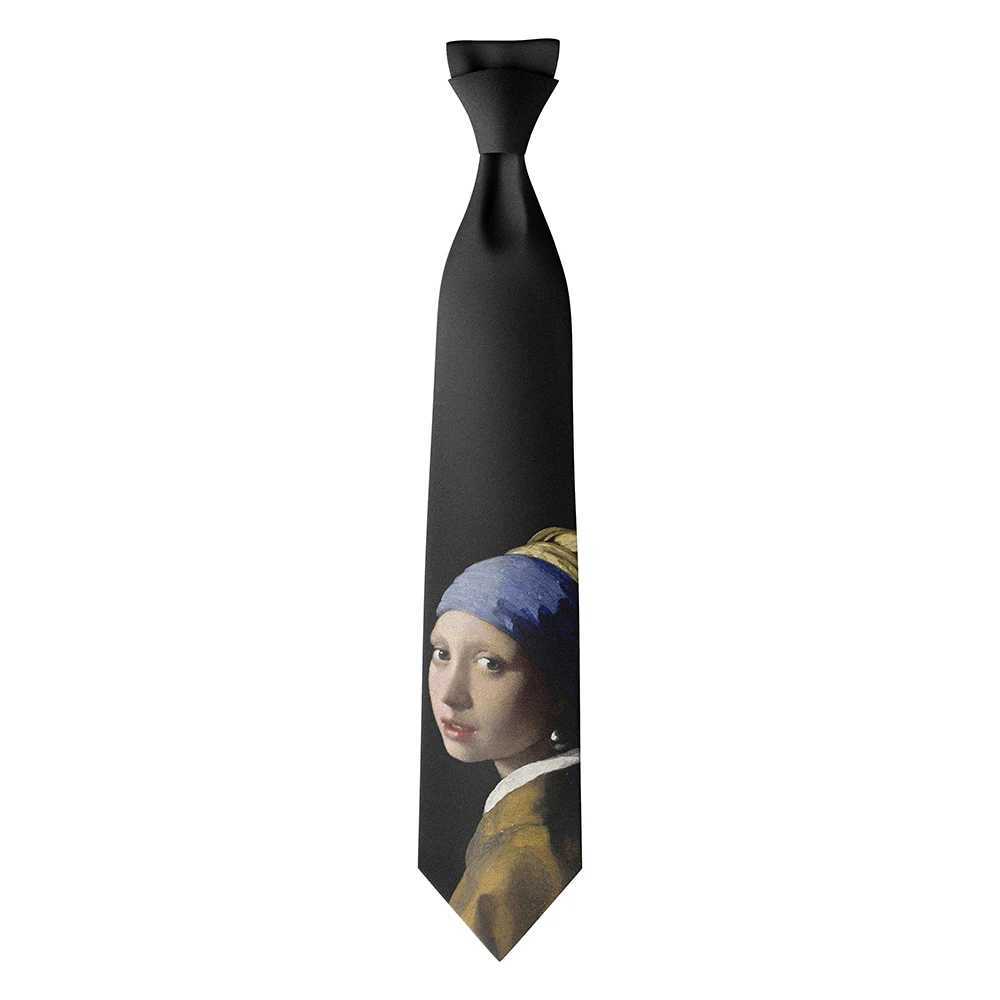 Fashion Mona Lisa Art Printed Tie for Men 8CM Polter Slim Business Formal Tie New Trend Party Date Shirt Matching Tie Y240925