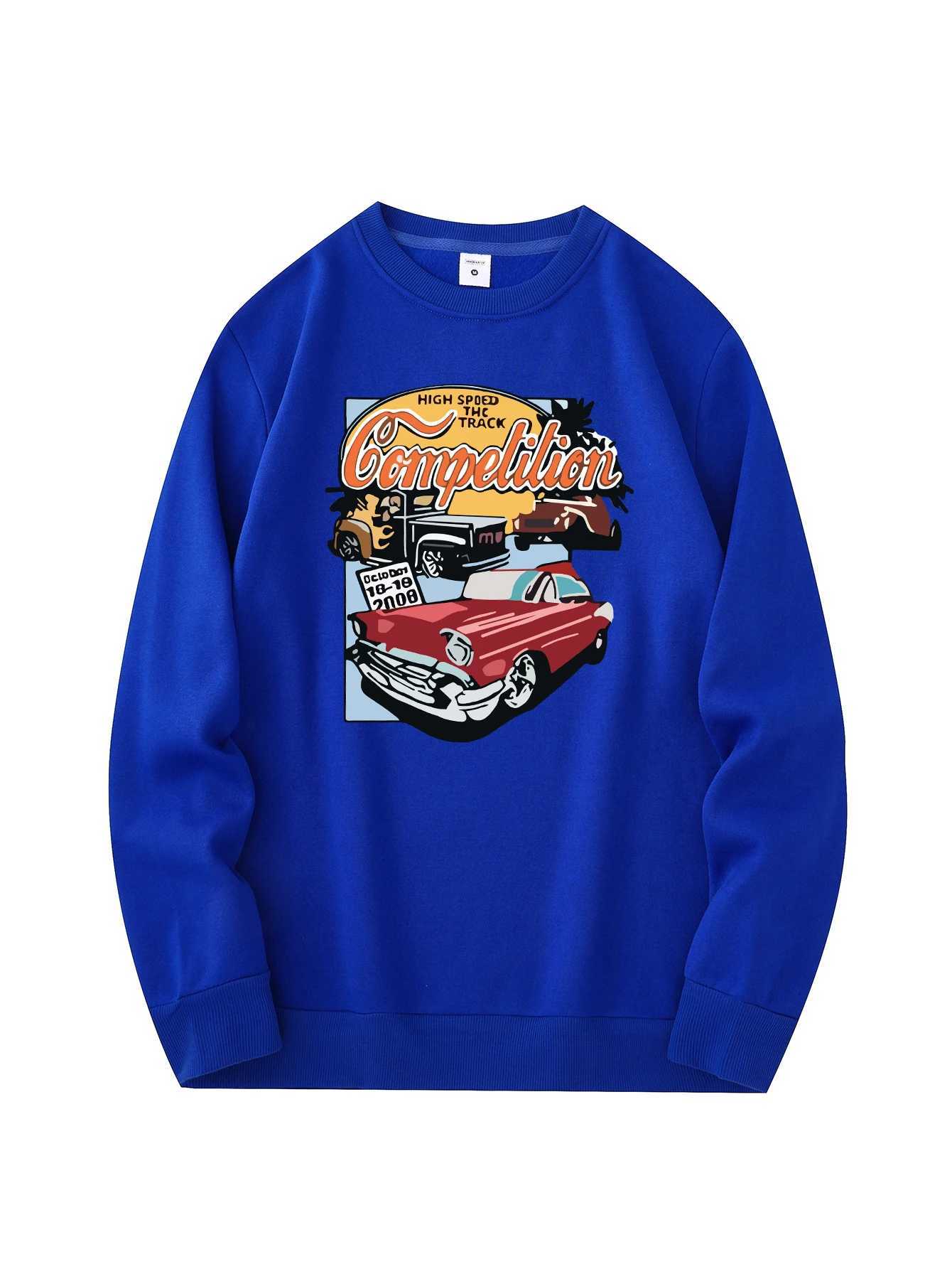 Mens new fashionable round neck sweater casual and daily comfortable round neck sweatshirt car print mens jacketX240925